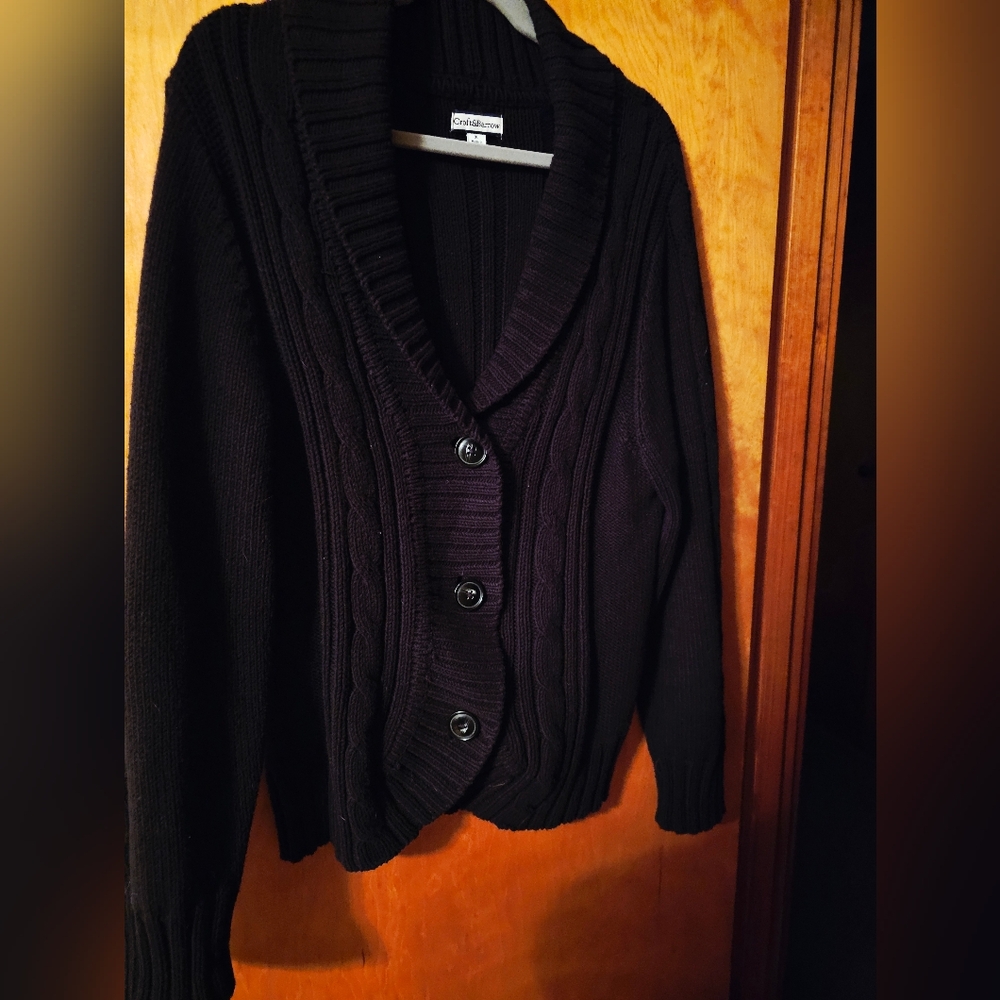 Croft & Barrow Black Cable Knit Cardigan